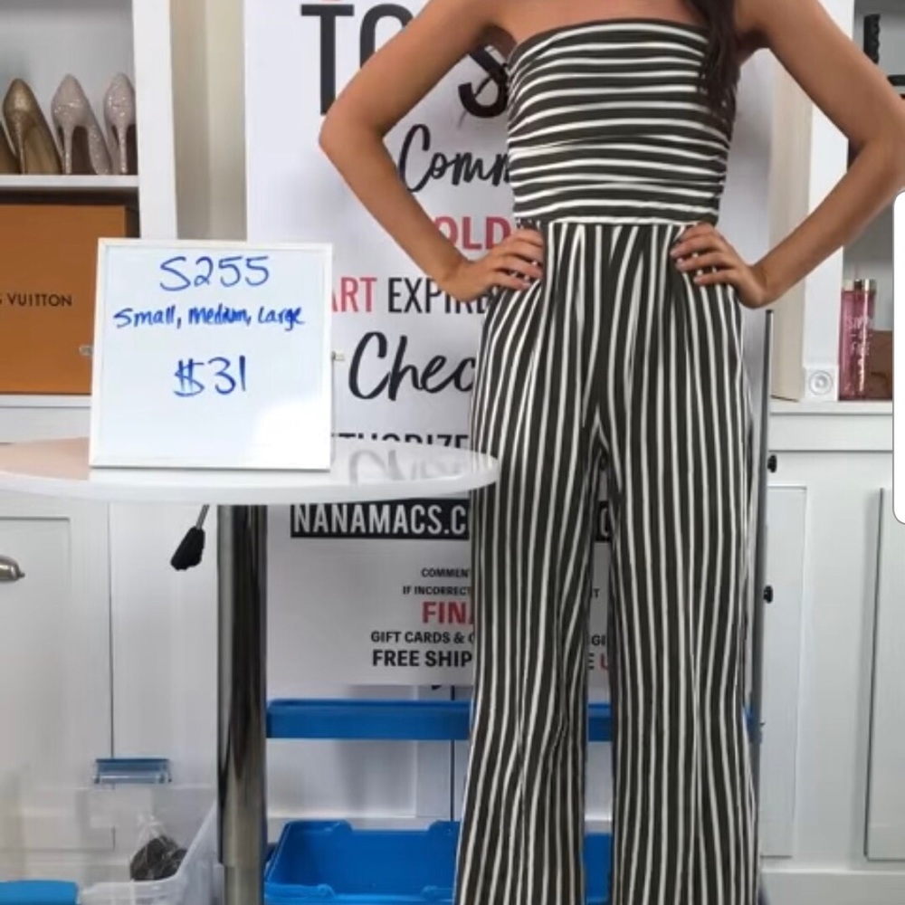 Olive striped jumpsuit